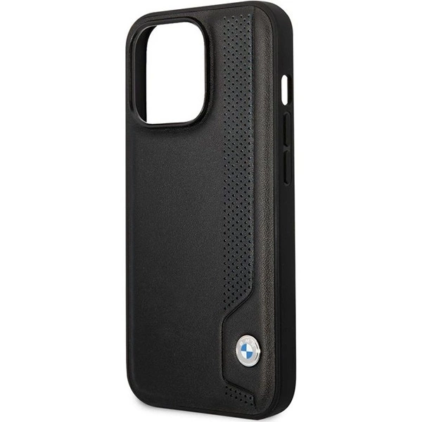 Etui BMW Leather Blue Dots na iPhone 14 Pro Max - czarne
