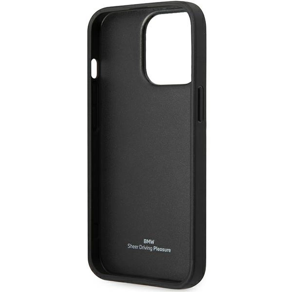 Etui BMW Leather Blue Dots na iPhone 14 Pro Max - czarne
