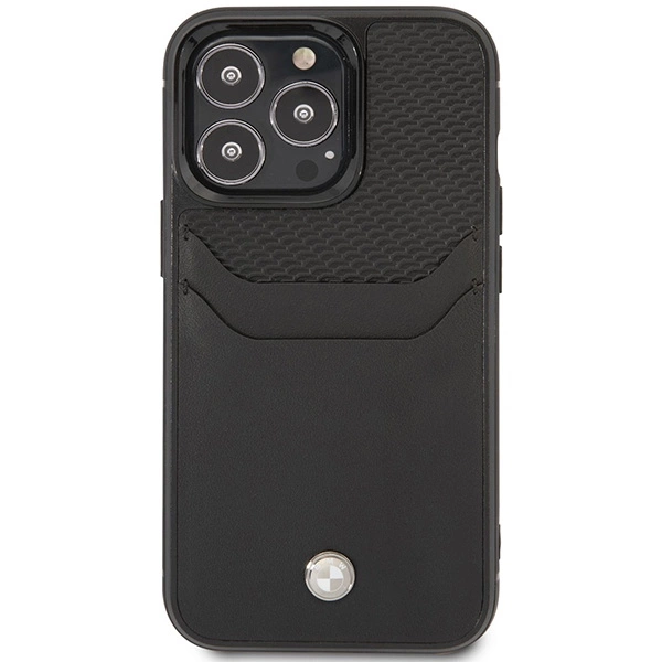 Etui BMW Leather Card Slot na iPhone 14 Pro Max - czarne