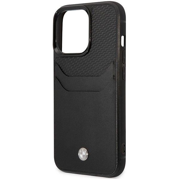Etui BMW Leather Card Slot na iPhone 14 Pro Max - czarne