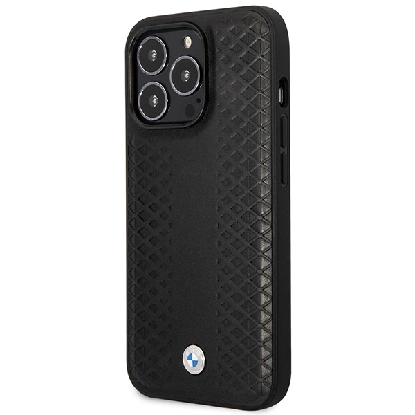 Etui BMW Leather Diamond Pattern MagSafe na iPhone 14 Pro - czarne