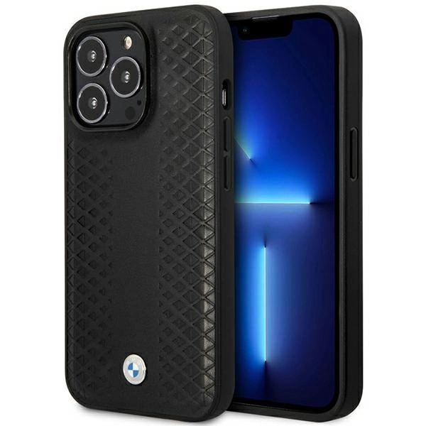 Etui BMW Leather Diamond Pattern MagSafe na iPhone 14 Pro Max - czarne