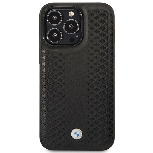 Etui BMW Leather Diamond Pattern MagSafe na iPhone 14 Pro Max - czarne
