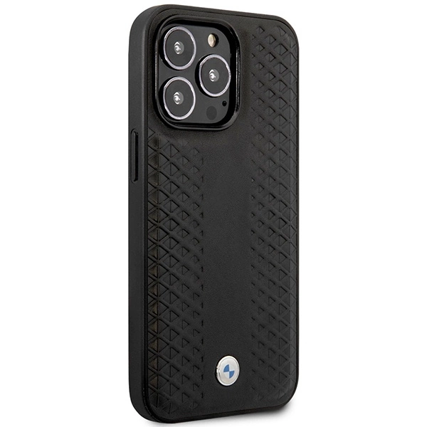 Etui BMW Leather Diamond Pattern MagSafe na iPhone 14 Pro Max - czarne