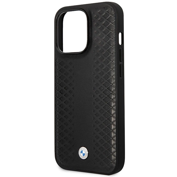 Etui BMW Leather Diamond Pattern MagSafe na iPhone 14 Pro Max - czarne
