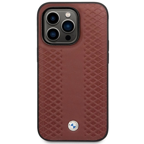 Etui BMW Leather Diamond Pattern MagSafe na iPhone 14 Pro Max - burgundowe