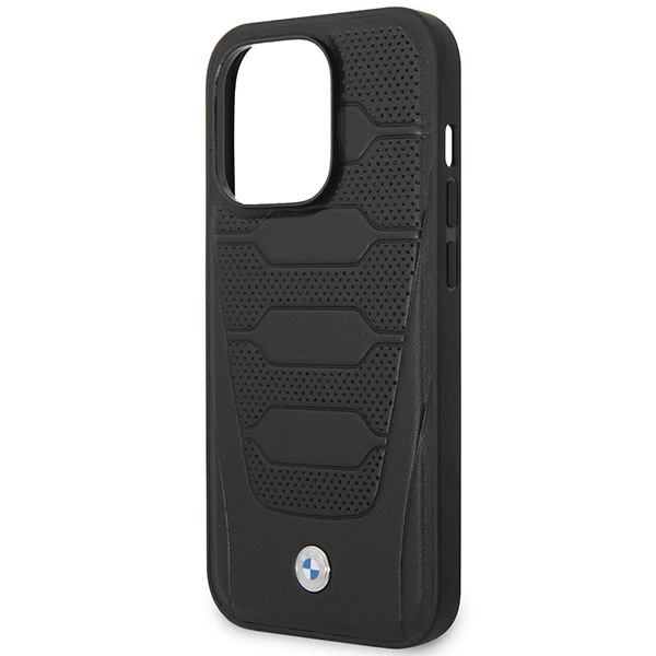 Etui BMW Leather Seats Pattern MagSafe na iPhone 14 Pro Max - czarne