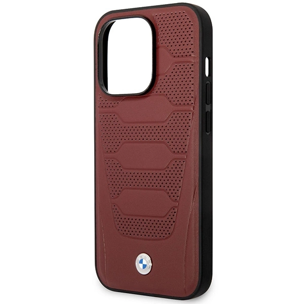 Etui BMW Leather Seats Pattern MagSafe na iPhone 14 Pro Max - burgundowe