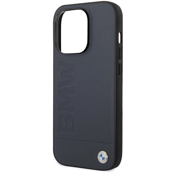 Etui BMW Leather Hot Stamp MagSafe na iPhone 14 Pro Max - granatowe
