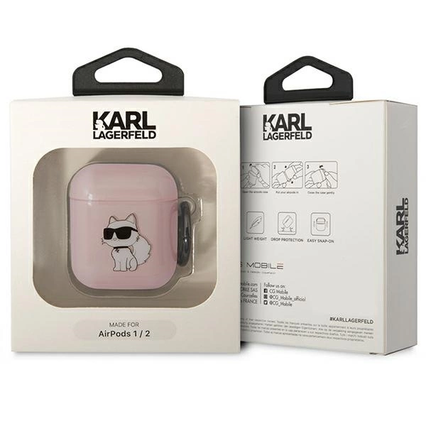 Etui Karl Lagerfeld Ikonik Choupette na AirPods 1/2 - różowe