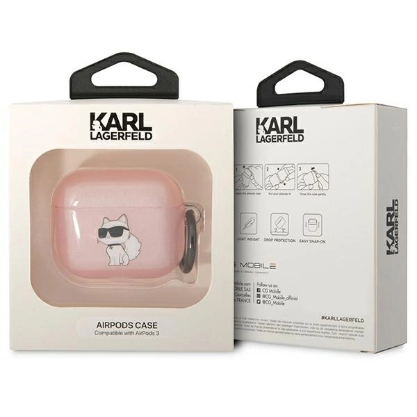 Etui Karl Lagerfeld Ikonik Choupette na AirPods 3 - różowe