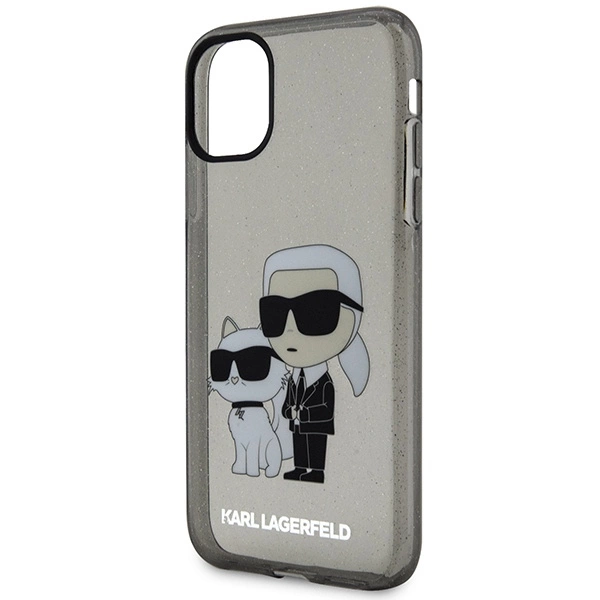 Etui Karl Lagerfeld Glitter Karl&Choupette na iPhone 11 / Xr - czarne
