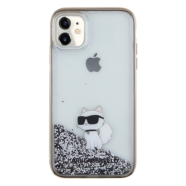 Etui Karl Lagerfeld Liquid Glitter Choupette na iPhone 11 / Xr - przezroczyste