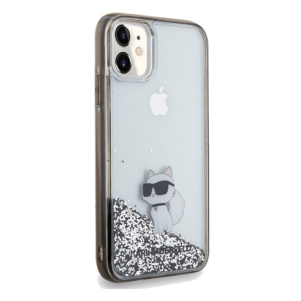 Etui Karl Lagerfeld Liquid Glitter Choupette na iPhone 11 / Xr - przezroczyste