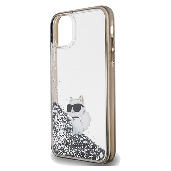 Etui Karl Lagerfeld Liquid Glitter Choupette na iPhone 11 / Xr - przezroczyste