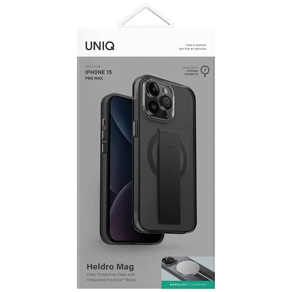 Etui UNIQ Heldro Mag Magclick Charging na iPhone 15 Pro Max - czarne