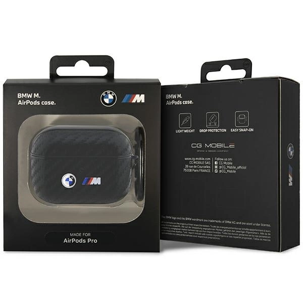 Etui BMW Carbon Double Metal Logo na AirPods Pro - czarne