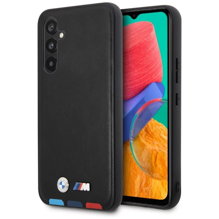 Etui BMW Leather Stamp Tricolor na Samsung Galaxy A54 - czarne