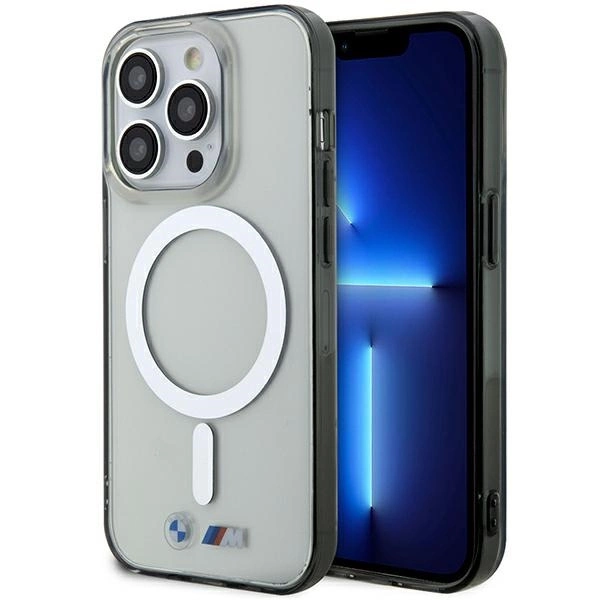 Etui BMW Silver Ring MagSafe na iPhone 14 Pro - przezroczyste