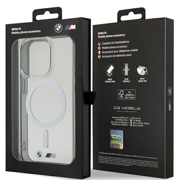 Etui BMW Silver Ring MagSafe na iPhone 14 Pro - przezroczyste