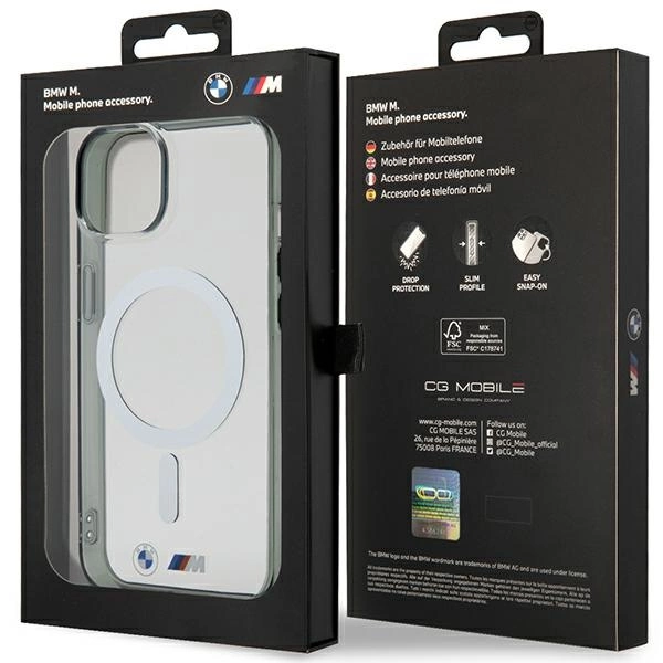 Etui BMW Silver Ring MagSafe na iPhone 14 Plus - przezroczyste