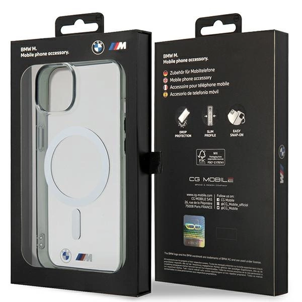 Etui BMW Silver Ring MagSafe na iPhone 14 - przezroczyste