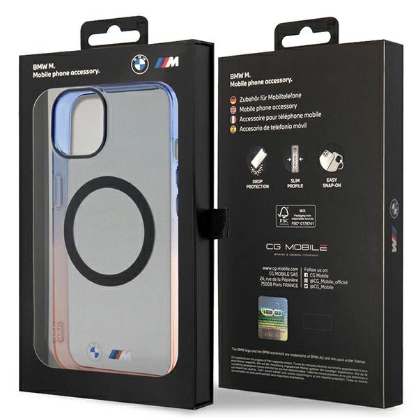 Etui BMW Gradient Bumper MagSafe na iPhone 14 - szare