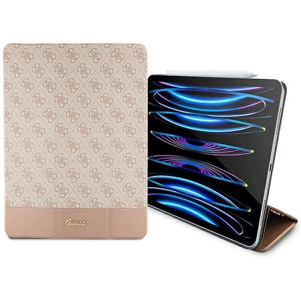 Etui Guess 4G Stripe Allover na iPad Pro 12.9" - różowe