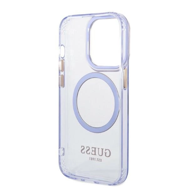 Etui Guess Gold Outline Translucent MagSafe na iPhone 14 Pro - purpurowe