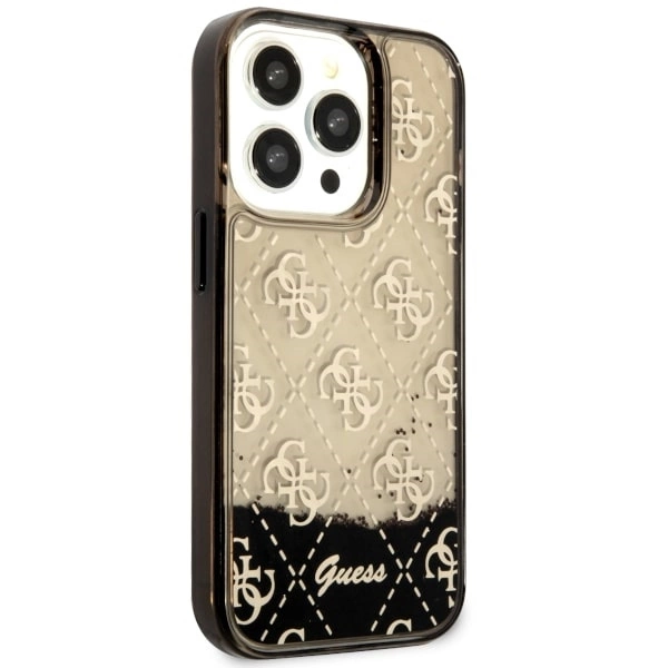 Etui Guess Liquid Glitter 4G Transculent na iPhone 14 Pro - czarne