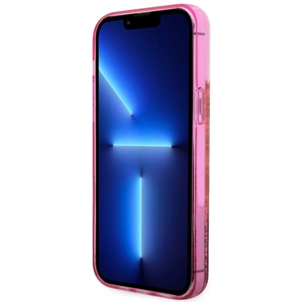 Etui Guess Liquid Glitter 4G Transculent na iPhone 14 Pro Max - różowe