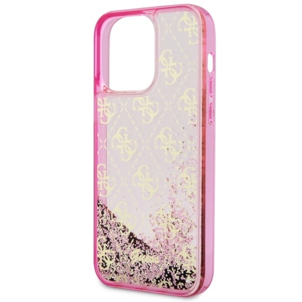Etui Guess Liquid Glitter 4G Transculent na iPhone 14 Pro Max - różowe