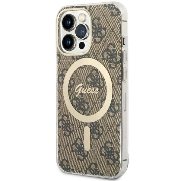 Etui Guess 4G MagSafe na iPhone 13 Pro / iPhone 13 - brązowe