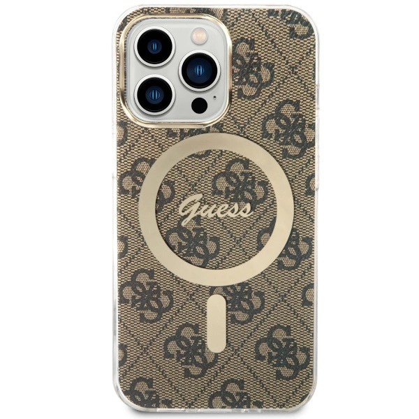 Etui Guess 4G MagSafe na iPhone 13 Pro / iPhone 13 - brązowe