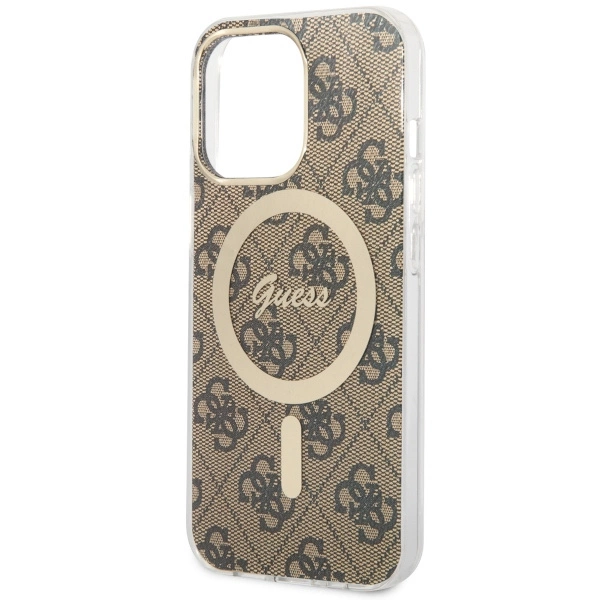 Etui Guess 4G MagSafe na iPhone 13 Pro / iPhone 13 - brązowe