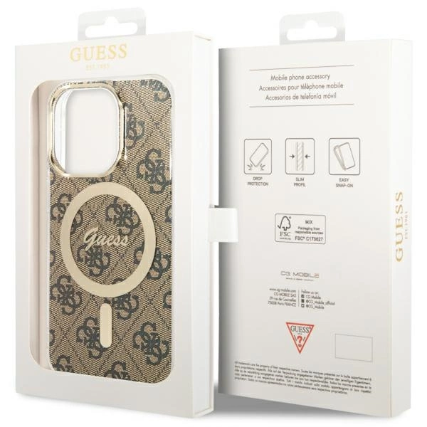 Etui Guess 4G MagSafe na iPhone 13 Pro / iPhone 13 - brązowe