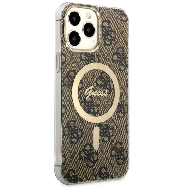 Etui Guess 4G MagSafe na iPhone 13 Pro Max - brązowe