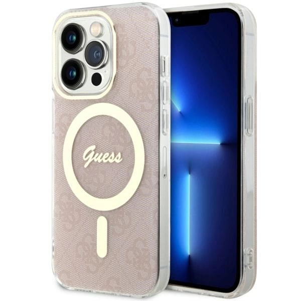 Etui Guess 4G MagSafe na iPhone 14 Pro - różowe