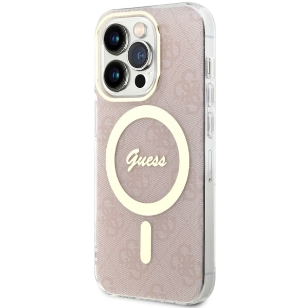 Etui Guess 4G MagSafe na iPhone 14 Pro - różowe