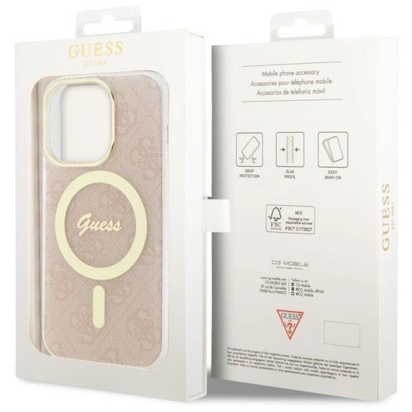 Etui Guess 4G MagSafe na iPhone 14 Pro - różowe
