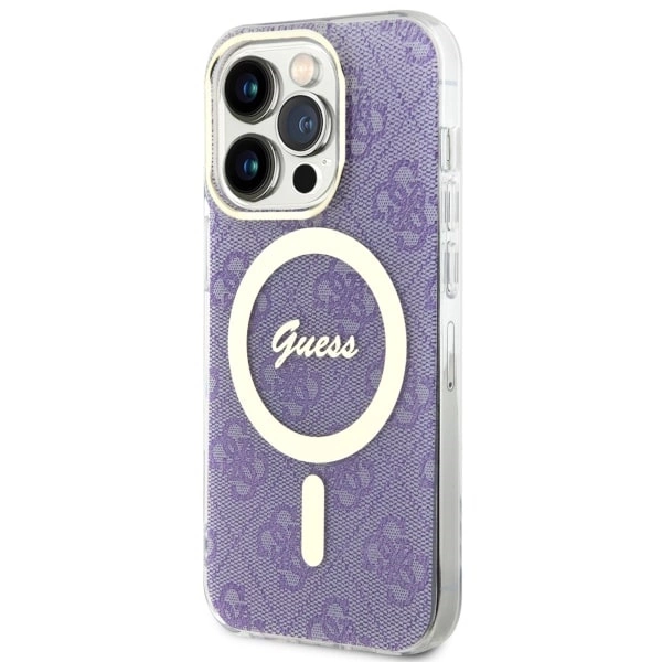 Etui Guess 4G MagSafe na iPhone 14 Pro - purpurowe