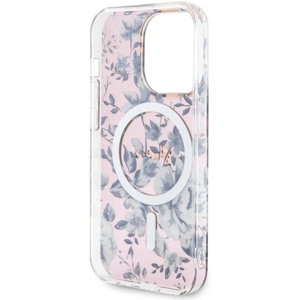 Etui Guess Flower MagSafe na iPhone 14 Pro - różowe