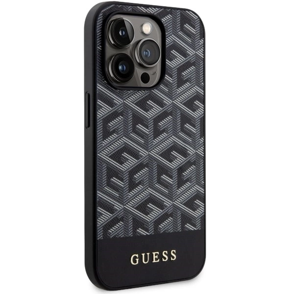 Etui Guess GCube Stripes MagSafe na iPhone 14 Pro - czarne