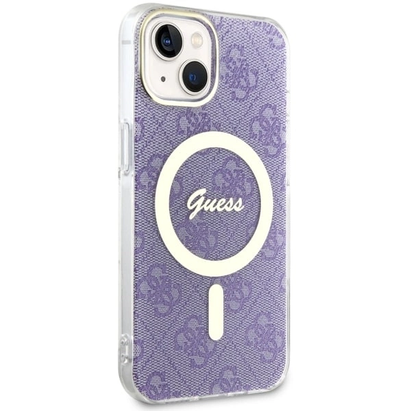 Etui Guess 4G MagSafe na iPhone 14 Plus - purpurowe