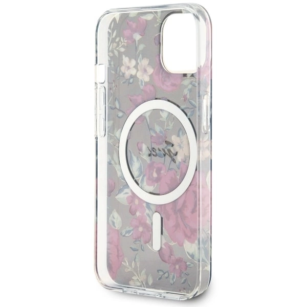 Etui Guess Flower MagSafe na iPhone 14 Plus - zielone
