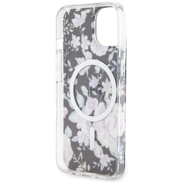 Etui Guess Flower MagSafe na iPhone 14 Plus - czarne