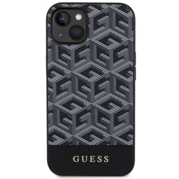 Etui Guess GCube Stripes MagSafe na iPhone 14 Plus - czarne