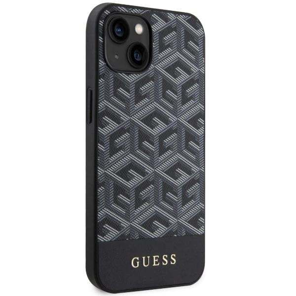 Etui Guess GCube Stripes MagSafe na iPhone 14 Plus - czarne