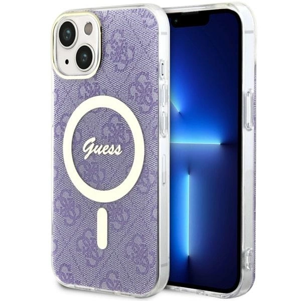 Etui Guess 4G MagSafe na iPhone 14 - purpurowe
