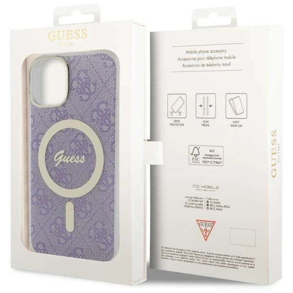 Etui Guess 4G MagSafe na iPhone 14 - purpurowe